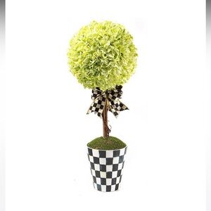 MacKenzie-Childs Faux  florabunda Floral Topiary with Checkered Pot , 21 inches